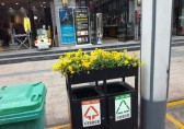 環衛分類垃圾桶上栽花，成為城市風景線
