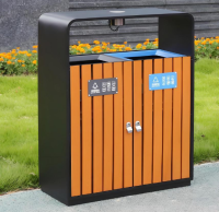 戶外園林鋼木分類垃圾桶融合功能美學與環保使命的公共設施