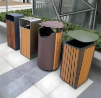戶外鋼木單筒垃圾桶城市公共空間的實(shí)用美學(xué)實(shí)踐